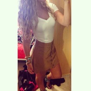 Suede button up skirt